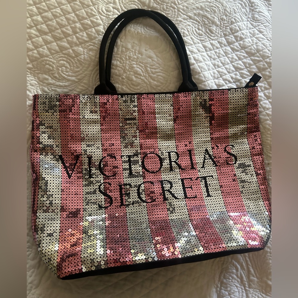 Victoria's Secret Pink and Silver Sequin Tote